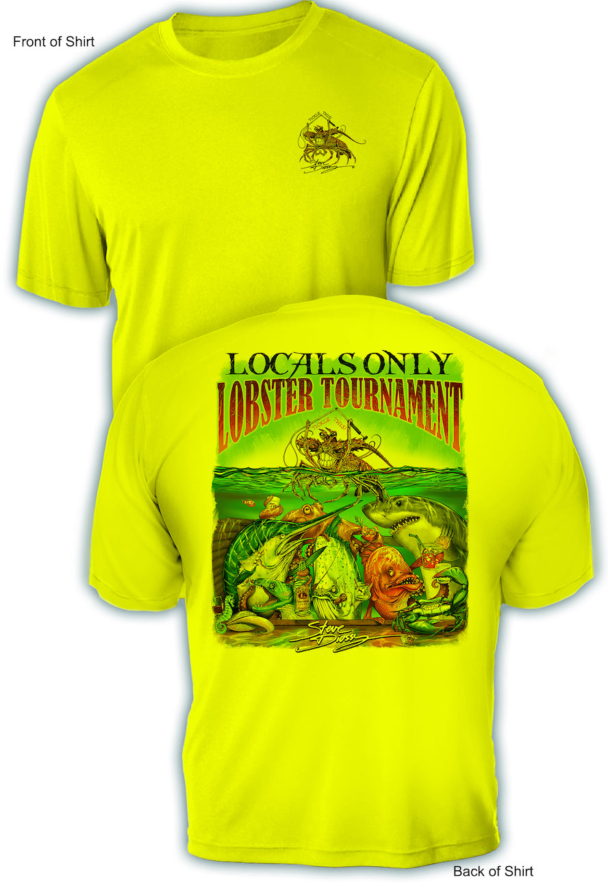 Locals Only Lobster- UV Sun Protection Shirt - 100% Polyester - Short Sleeve UPF 50